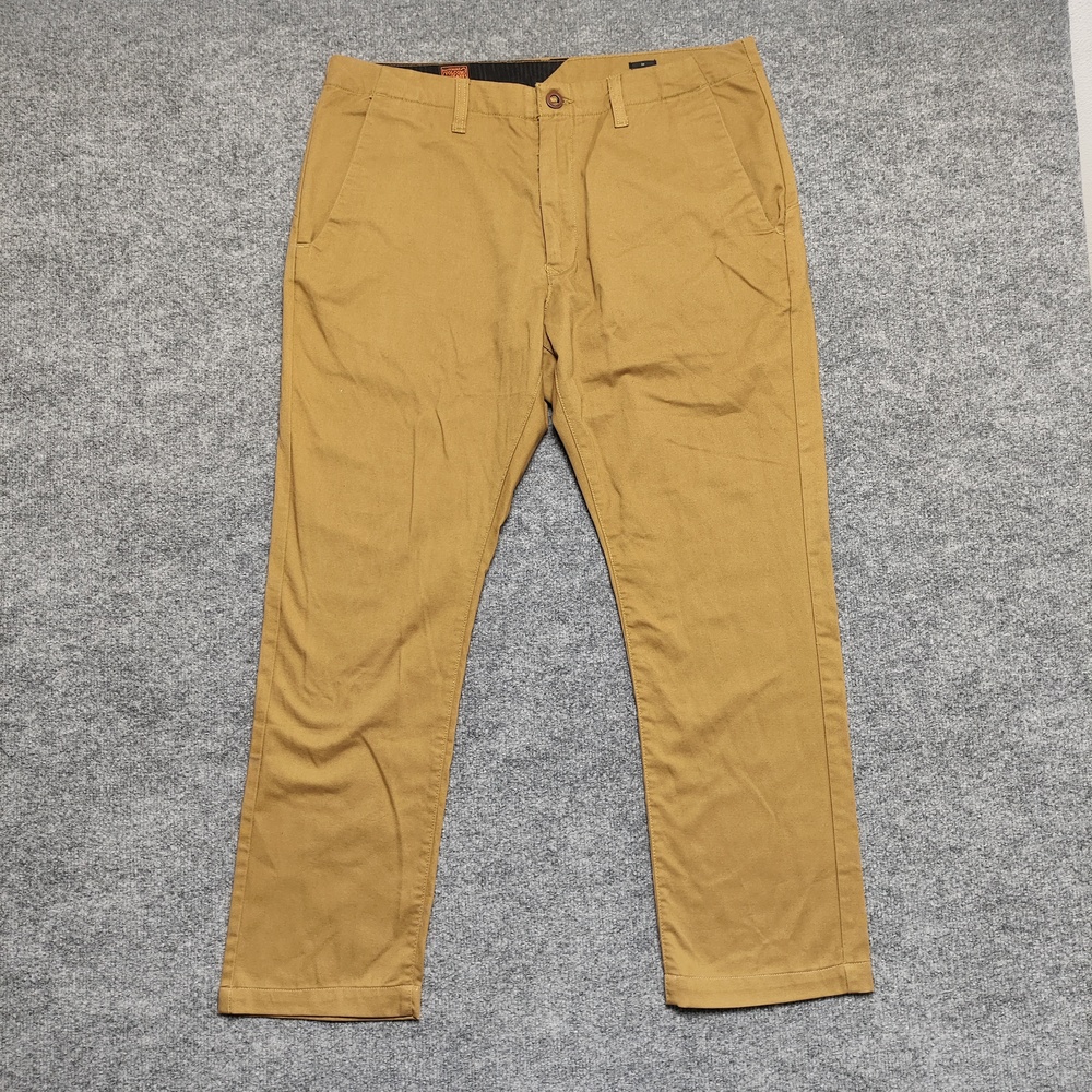 Volcom Pants Mens 36x30 Brown Faceted Pant Cotton Chino Straight Leg Casual
